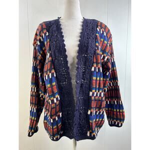 Kitty Hawk Vintage Vivian Wang V-Neck Cardigan Sweater Size S. Multicolor